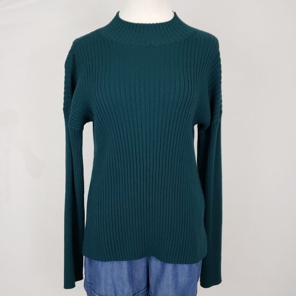 Banana Republic Women's Large Mock Neck Long Sleeve Sweater Green - Picture 2 of 9